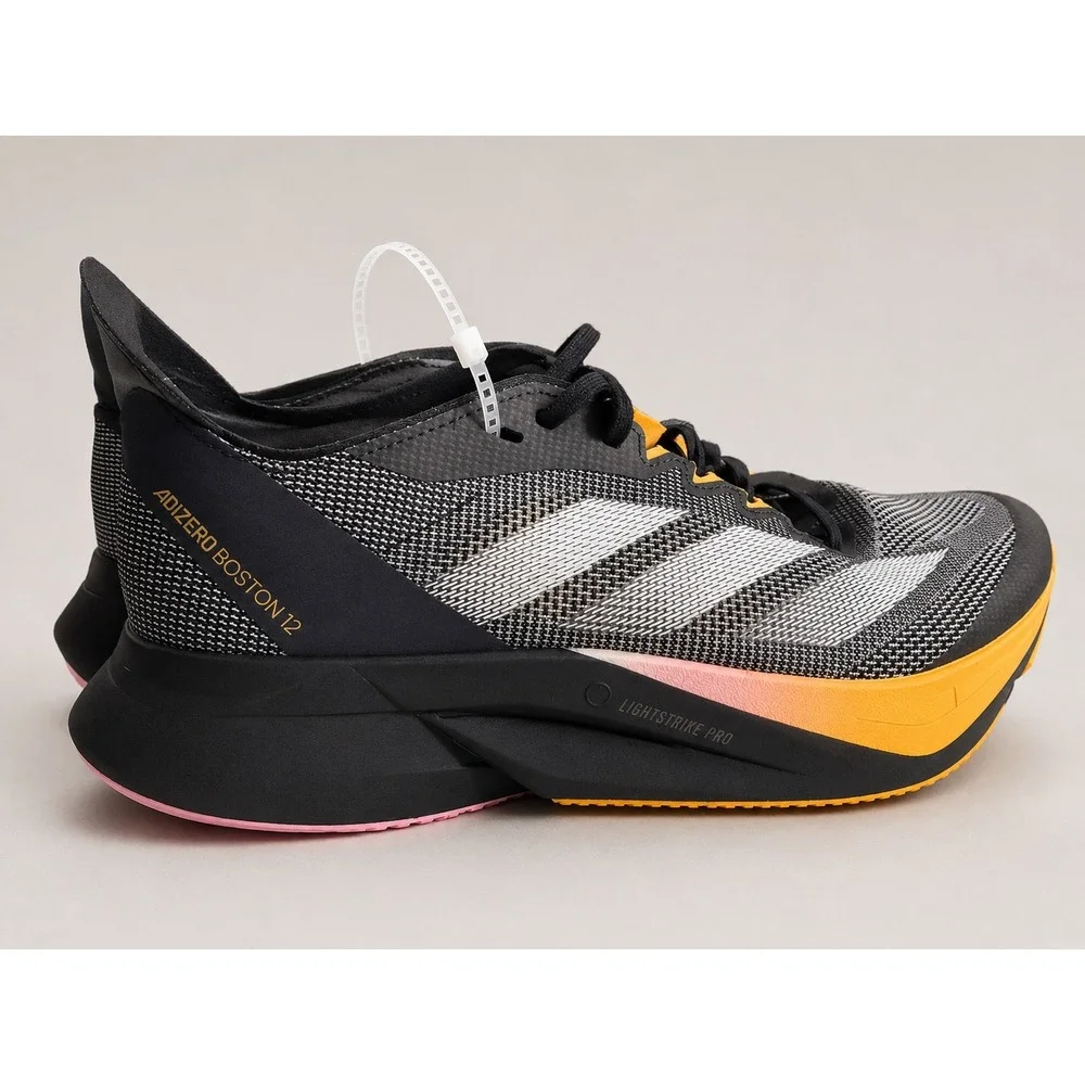 Adidas Adizero Boston 12 Mens Running Shoes Black Solar Yellow AJF9212 Size 7